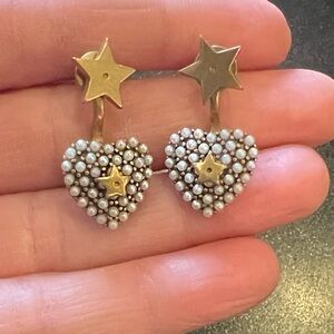 Gold and Silver Star Heart Earrings